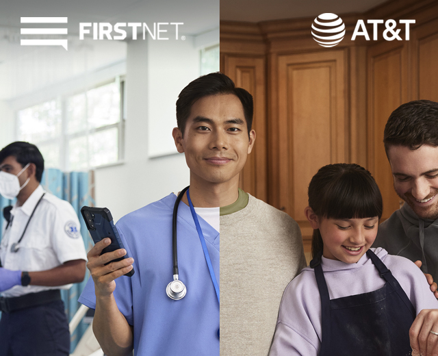 FirstNet and Family healthcare worker at work and father at home
