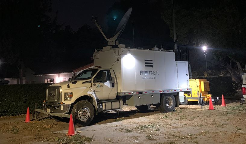 FirstNet super cell on wheels truck on location